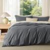 imageBedsure Duvet Cover Queen Size  Only Includes 1 Duvet Cover 90x90 Hotel Luxury Soft Double Brushed All Season Bedding for Kids amp Adults Zipper Closure Grey No Comforter No Pillow Shams00  Dark Grey No Comforter