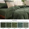 imageBedsure Duvet Cover Queen Size  Only Includes 1 Duvet Cover 90x90 Hotel Luxury Soft Double Brushed All Season Bedding for Kids amp Adults Zipper Closure Grey No Comforter No Pillow Shams02  Olive Green With Fitted Sheet