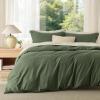 imageBedsure Duvet Cover Queen Size  Only Includes 1 Duvet Cover 90x90 Hotel Luxury Soft Double Brushed All Season Bedding for Kids amp Adults Zipper Closure Grey No Comforter No Pillow Shams02  Olive Green No Comforter