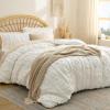 imageBedsure Green Duvet Cover Queen Size with Bowknot Jacquard Design Soft and Elegant Boho Bedding Set Luxurious Craftsmanship for a Stylish BedroomIncludes 1 90x90 Duvet Cover amp 2 Pillow Shams22  White Tufted No Comforter