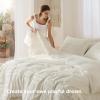 imageBedsure Green Duvet Cover Queen Size with Bowknot Jacquard Design Soft and Elegant Boho Bedding Set Luxurious Craftsmanship for a Stylish BedroomIncludes 1 90x90 Duvet Cover amp 2 Pillow Shams04  White No Comforter
