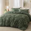imageBedsure Green Duvet Cover Queen Size with Bowknot Jacquard Design Soft and Elegant Boho Bedding Set Luxurious Craftsmanship for a Stylish BedroomIncludes 1 90x90 Duvet Cover amp 2 Pillow Shams03  Olive Green No Comforter