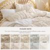 imageBedsure Green Duvet Cover Queen Size with Bowknot Jacquard Design Soft and Elegant Boho Bedding Set Luxurious Craftsmanship for a Stylish BedroomIncludes 1 90x90 Duvet Cover amp 2 Pillow Shams22  Beige Tufted No Comforter