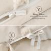 imageBedsure Green Duvet Cover Queen Size with Bowknot Jacquard Design Soft and Elegant Boho Bedding Set Luxurious Craftsmanship for a Stylish BedroomIncludes 1 90x90 Duvet Cover amp 2 Pillow Shams22  Beige Tufted No Comforter