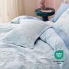 imageBedsure Green Duvet Cover Queen Size with Bowknot Jacquard Design Soft and Elegant Boho Bedding Set Luxurious Craftsmanship for a Stylish BedroomIncludes 1 90x90 Duvet Cover amp 2 Pillow Shams22  Blue Bowknot No Comforter