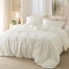 imageBedsure Green Duvet Cover Queen Size with Bowknot Jacquard Design Soft and Elegant Boho Bedding Set Luxurious Craftsmanship for a Stylish BedroomIncludes 1 90x90 Duvet Cover amp 2 Pillow Shams04  White No Comforter