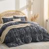 imageBedsure Green Duvet Cover Queen Size with Bowknot Jacquard Design Soft and Elegant Boho Bedding Set Luxurious Craftsmanship for a Stylish BedroomIncludes 1 90x90 Duvet Cover amp 2 Pillow Shams22  Gray Tufted No Comforter
