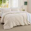 imageBedsure Textured Duvet Cover Queen Size  CottonLike Polyester Jacquard Duvet Cover Set for All Seasons  3 Pieces Elevated Dobby Ultra Soft Bedding Set NO Comforter Olive Green Queen 90x 9002  Beige No Comforter