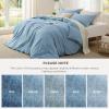 imageBedsure Textured Duvet Cover Queen Size  CottonLike Polyester Jacquard Duvet Cover Set for All Seasons  3 Pieces Elevated Dobby Ultra Soft Bedding Set NO Comforter Olive Green Queen 90x 9005  Chambray Blue No Comforter