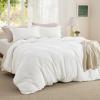 imageBedsure Textured Duvet Cover Queen Size  CottonLike Polyester Jacquard Duvet Cover Set for All Seasons  3 Pieces Elevated Dobby Ultra Soft Bedding Set NO Comforter Olive Green Queen 90x 9001  White No Comforter