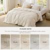 imageBedsure Textured Duvet Cover Queen Size  CottonLike Polyester Jacquard Duvet Cover Set for All Seasons  3 Pieces Elevated Dobby Ultra Soft Bedding Set NO Comforter Olive Green Queen 90x 9002  Beige No Comforter