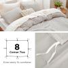 imageBedsure Waffle Weave Duvet Cover Queen Size Luxury Soft amp Breathable Comforter Cover for All Season 3 Pieces WrinkleResistant Zipper Bedding with 8 Corner Ties Black09  Olive Green  Stripe No Comforter