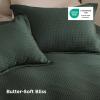 imageBedsure Waffle Weave Duvet Cover Queen Size Luxury Soft amp Breathable Comforter Cover for All Season 3 Pieces WrinkleResistant Zipper Bedding with 8 Corner Ties Black02  Forest Green No Comforter