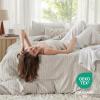 imageBedsure Waffle Weave Duvet Cover Queen Size Luxury Soft amp Breathable Comforter Cover for All Season 3 Pieces WrinkleResistant Zipper Bedding with 8 Corner Ties Black09  Olive Green  Stripe No Comforter