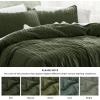 imageBedsure Waffle Weave Duvet Cover Queen Size Luxury Soft amp Breathable Comforter Cover for All Season 3 Pieces WrinkleResistant Zipper Bedding with 8 Corner Ties Black09  Olive Green  Stripe No Comforter
