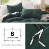 imageBedsure Waffle Weave Duvet Cover Queen Size Luxury Soft amp Breathable Comforter Cover for All Season 3 Pieces WrinkleResistant Zipper Bedding with 8 Corner Ties Black12  Forest Green  Stripe No Comforter