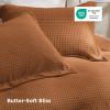 imageBedsure Waffle Weave Duvet Cover Queen Size Luxury Soft amp Breathable Comforter Cover for All Season 3 Pieces WrinkleResistant Zipper Bedding with 8 Corner Ties Black07  Caramel Cafe No Comforter