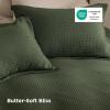 imageBedsure Waffle Weave Duvet Cover Queen Size Luxury Soft amp Breathable Comforter Cover for All Season 3 Pieces WrinkleResistant Zipper Bedding with 8 Corner Ties Black00  Olive Green No Comforter