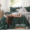 imageBedsure Waffle Weave Duvet Cover Queen Size Luxury Soft amp Breathable Comforter Cover for All Season 3 Pieces WrinkleResistant Zipper Bedding with 8 Corner Ties Black12  Forest Green  Stripe No Comforter