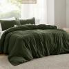 imageBedsure Waffle Weave Duvet Cover Queen Size Luxury Soft amp Breathable Comforter Cover for All Season 3 Pieces WrinkleResistant Zipper Bedding with 8 Corner Ties Black09  Olive Green  Stripe No Comforter
