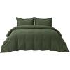 imageBedsure Waffle Weave Duvet Cover Queen Size Luxury Soft amp Breathable Comforter Cover for All Season 3 Pieces WrinkleResistant Zipper Bedding with 8 Corner Ties Black00  Olive Green No Comforter