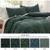 imageBedsure Waffle Weave Duvet Cover Queen Size Luxury Soft amp Breathable Comforter Cover for All Season 3 Pieces WrinkleResistant Zipper Bedding with 8 Corner Ties Black12  Forest Green  Stripe No Comforter