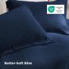 imageBedsure Waffle Weave Duvet Cover Queen Size Luxury Soft amp Breathable Comforter Cover for All Season 3 Pieces WrinkleResistant Zipper Bedding with 8 Corner Ties Black01  Navy Blue No Comforter