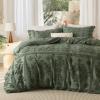 imageBedsure Green Duvet Cover Queen Size with Bowknot Jacquard Design Soft and Elegant Boho Bedding Set Luxurious Craftsmanship for a Stylish BedroomIncludes 1 90x90 Duvet Cover amp 2 Pillow Shams03  Olive Green No Comforter