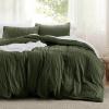 imageBedsure Waffle Weave Duvet Cover Queen Size Luxury Soft amp Breathable Comforter Cover for All Season 3 Pieces WrinkleResistant Zipper Bedding with 8 Corner Ties Black09  Olive Green  Stripe No Comforter