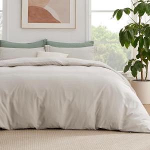imageBedsure Duvet Cover Queen Size  Only Includes 1 Duvet Cover 90x90 Hotel Luxury Soft Double Brushed All Season Bedding for Kids amp Adults Zipper Closure Grey No Comforter No Pillow Shams03  Linen With Fitted Sheet