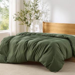 imageBedsure Duvet Cover Queen Size  Only Includes 1 Duvet Cover 90x90 Hotel Luxury Soft Double Brushed All Season Bedding for Kids amp Adults Zipper Closure Grey No Comforter No Pillow Shams02  Olive Green Only Duvet Cover
