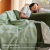 imageBedsure 100 Certified Organic Cotton Blanket  King Size Soft amp Breathable Luxury Blankets for Bed All Seasons Waffle amp Herringbone PureWoven Textured Thermal Blanket for Adults Kids Beige04  Light Green