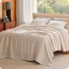imageBedsure 100 Certified Organic Cotton Blanket  King Size Soft amp Breathable Luxury Blankets for Bed All Seasons Waffle amp Herringbone PureWoven Textured Thermal Blanket for Adults Kids Beige03  Beige