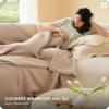imageBedsure 100 Cotton Muslin Blanket 8Layer Queen Breathable amp Substantial Oeko TEX Gauze Bedding PureWoven AllSeason MoistureWicking Comfort Softens After Wash Linen Beige 90x90Taupe