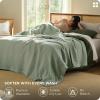 imageBedsure 100 Cotton Muslin Blanket 8Layer Queen Breathable amp Substantial Oeko TEX Gauze Bedding PureWoven AllSeason MoistureWicking Comfort Softens After Wash Linen Beige 90x90Sage Green