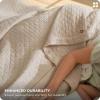 imageBedsure 100 Cotton Muslin Blanket 8Layer Queen Breathable amp Substantial Oeko TEX Gauze Bedding PureWoven AllSeason MoistureWicking Comfort Softens After Wash Linen Beige 90x90Linen Beige