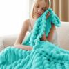 imageBedsure GentleSoft Yellow Throw Blanket for Couch  Super Soft Cozy Blankets for Women Cute Small Blanket for Girls 50x70 InchesBlue Fog