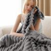 imageBedsure GentleSoft Yellow Throw Blanket for Couch  Super Soft Cozy Blankets for Women Cute Small Blanket for Girls 50x70 InchesFrost Gray