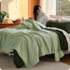 imageBedsure 100 Certified Organic Cotton Blanket  King Size Soft amp Breathable Luxury Blankets for Bed All Seasons Waffle amp Herringbone PureWoven Textured Thermal Blanket for Adults Kids Beige04  Light Green