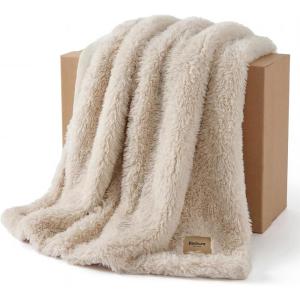 imageBedsure GentleSoft Luxury Faux Fur Pink Throw Blanket for Couch Soft Fuzzy Fluffy Shaggy Gifts Blanket for Women Mothers Day Warm Cozy Plush Fleece Throw for Room Decor 50x60 Inches03  Beige