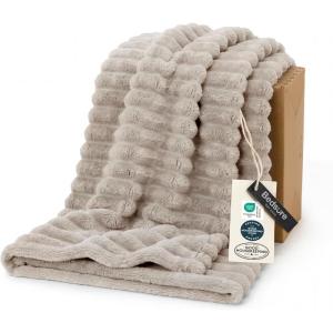 imageBedsure GentleSoft Yellow Throw Blanket for Couch  Super Soft Cozy Blankets for Women Cute Small Blanket for Girls 50x70 InchesBeige