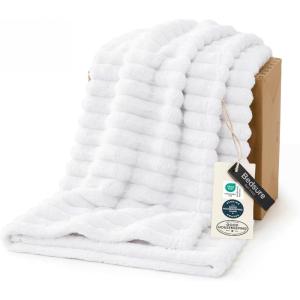 imageBedsure GentleSoft Yellow Throw Blanket for Couch  Super Soft Cozy Blankets for Women Cute Small Blanket for Girls 50x70 InchesBright White