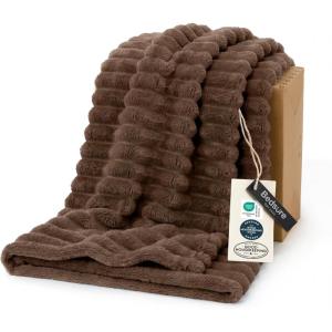imageBedsure GentleSoft Yellow Throw Blanket for Couch  Super Soft Cozy Blankets for Women Cute Small Blanket for Girls 50x70 InchesBrown
