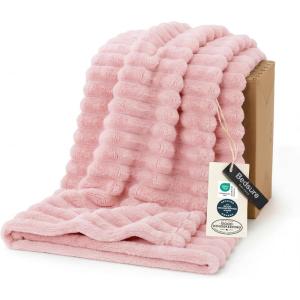 imageBedsure GentleSoft Yellow Throw Blanket for Couch  Super Soft Cozy Blankets for Women Cute Small Blanket for Girls 50x70 InchesCoral Pink