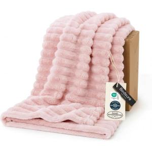 imageBedsure GentleSoft Yellow Throw Blanket for Couch  Super Soft Cozy Blankets for Women Cute Small Blanket for Girls 50x70 InchesCrystal Pink