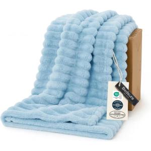 imageBedsure GentleSoft Yellow Throw Blanket for Couch  Super Soft Cozy Blankets for Women Cute Small Blanket for Girls 50x70 InchesLight Blue