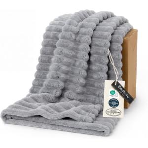 imageBedsure GentleSoft Yellow Throw Blanket for Couch  Super Soft Cozy Blankets for Women Cute Small Blanket for Girls 50x70 InchesLight Grey