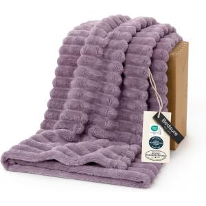 imageBedsure GentleSoft Yellow Throw Blanket for Couch  Super Soft Cozy Blankets for Women Cute Small Blanket for Girls 50x70 InchesLight Purple