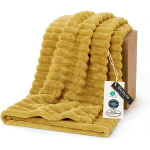 imageBedsure GentleSoft Yellow Throw Blanket for Couch  Super Soft Cozy Blankets for Women Cute Small Blanket for Girls 50x70 InchesYellow
