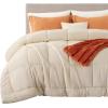 imageBedsure Comforter Duvet Insert  Quilted Comforters Twin XL Size All Season Duvet GentleSoft Down Alternative Bedding Blanket with 8 Tabs Gifts for WomenMen Red Twin XL 92 x 68 InchesBeige